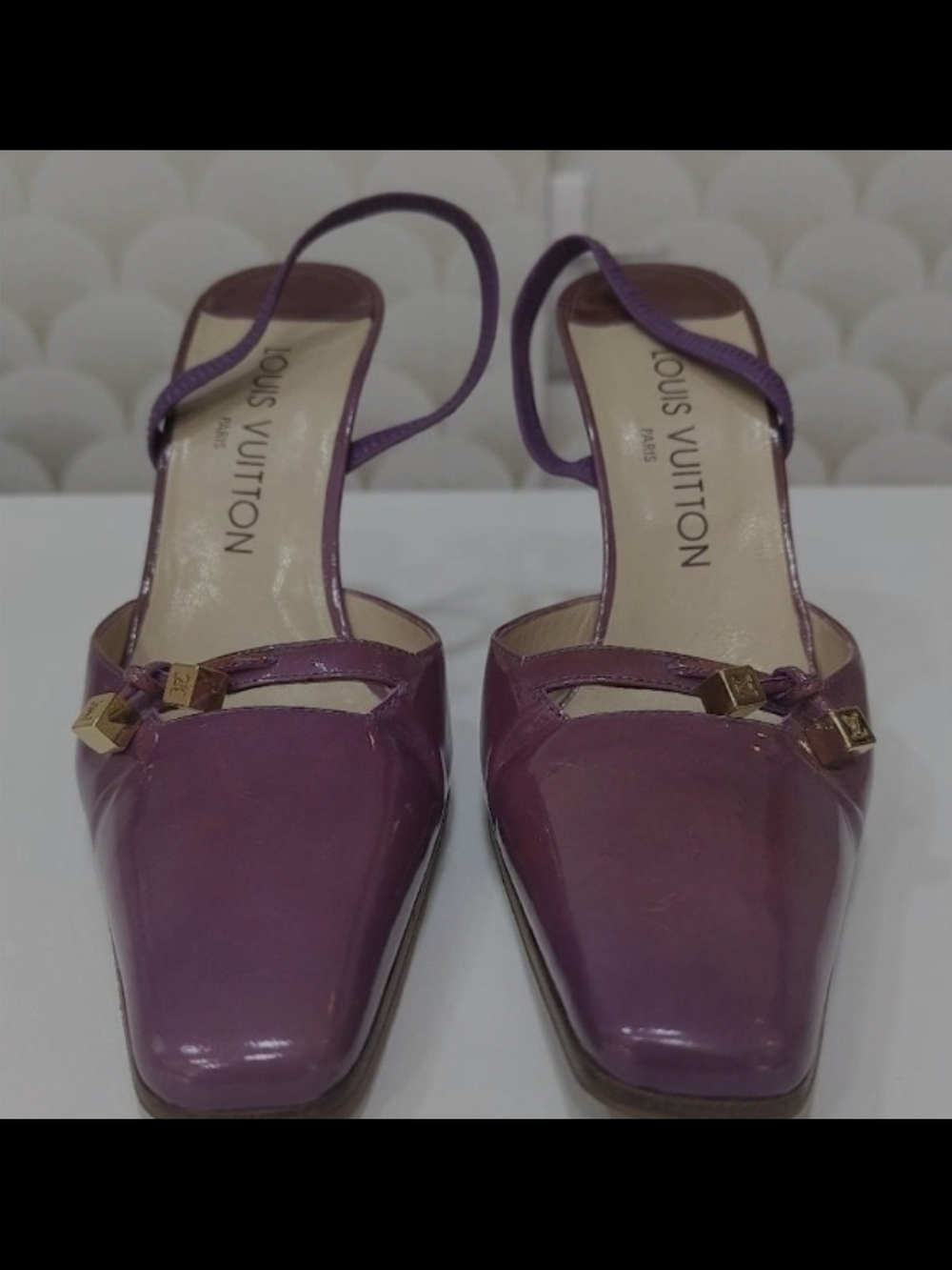 Louis Vuitton Purple Patent Leather Slingback Pumps
